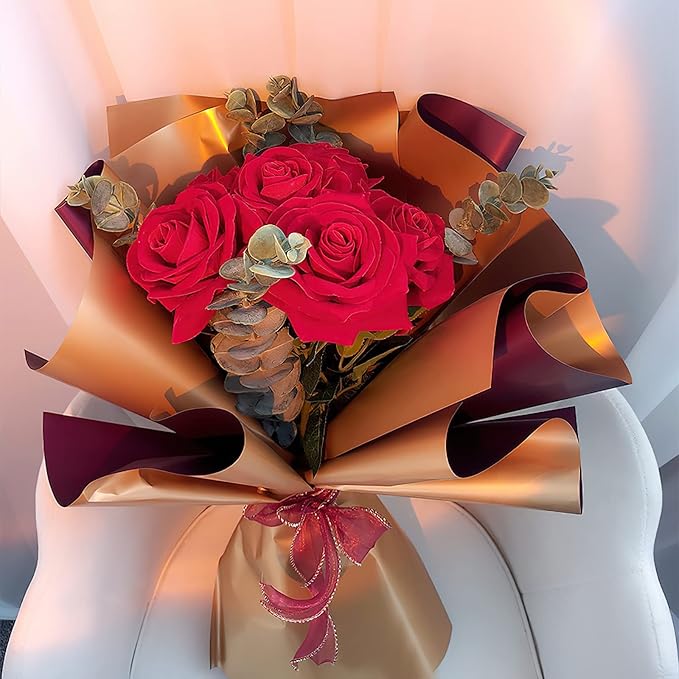LWFyyds Korean Wrapping Paper Flower Wrap Waterproof Bouquet Wrap Tissue Florist Supplies 1 Roll, 22.8 inches x 15 yards (White)