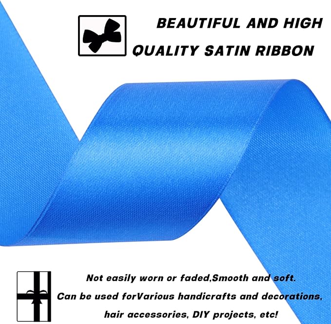 1-1/2 Inch 60 Yards Royal Blue Solid Satin Ribbon for Gift Wrapping,Craft Floral Bouquets,Wedding Party,Timeless Flower,Decoration Floral Hair,Balloons