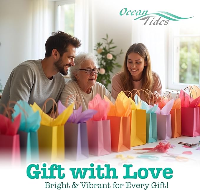 Ocean Tides 100 Sheets (14 x 20 Inches) Christmas Wrapping Paper – Gift Wrapping Tissue Paper Bulk for Crafts, Birthdays, & Holidays – Colored Tissue Papers for Gift Bags & Decorations, Assorted
