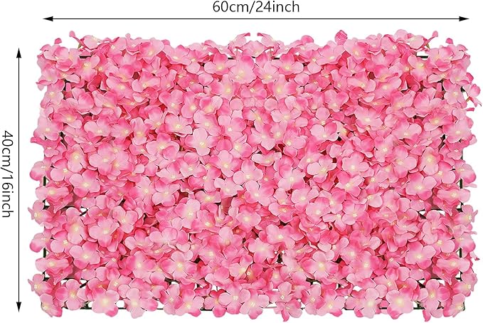 Flower Wall Panels, 20Pcs Artificial Flower Wall 3D Flower Wall Backdrop, 20-Piece Set of Pink Rose Floral Backdrop for Wedding Home Decoration (Pink, 23.6 * 15.7in)