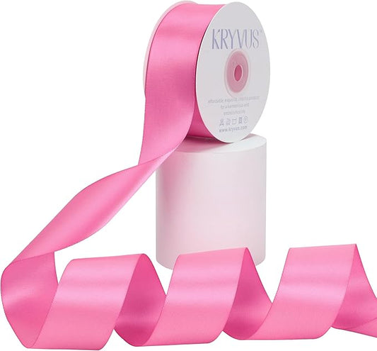 Hot Pink Satin Ribbon, Double Faced 1-1/2 Inch X 25 Yards Hot Pink Ribbon, Premium Satin Ribbons for Gift Wrapping, Crafts, Hair Bow Making, Sewing, Flower Bouquet, Wedding Party Decor