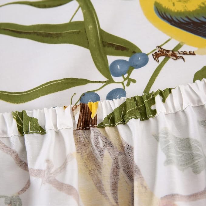 RYNGHIPY Farmhouse Flowers Print Bed Sheet Collection Set Botanical Floral Sheets with Pillowcases (White Green,Full Size)