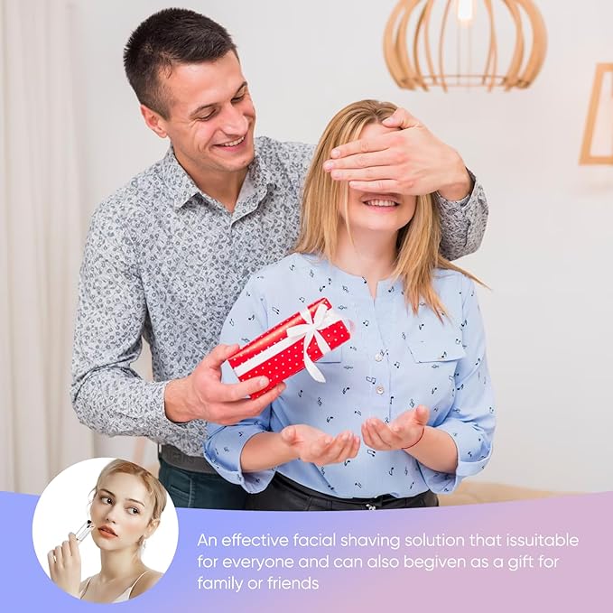 Facial Hair Remover for Women- as Seen on TV Painless Face Shaver -Mini Hair Remover, Electric Razor Shaver Portable Bikini Epilator for Lips, Chin, Armpit, Peach Fuzz, Fingers, Neck, Cheek (White