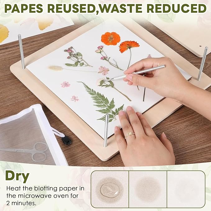 GTQYYF Extra Large Flower Press Kit 11.02 x11.02 inches with Storage Bag,Solid Wood Flower Press Kit - DIY Arts and Craft Kit 10 -Layers, Ideal Gift for Flower & Plant Lovers