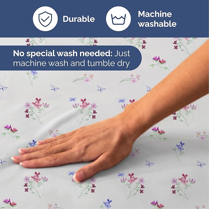 Floral Sheets - Butterfly Floral Bed Sheet Set - 1 Flat, 1 Fitted & 1 Pillowcase w/ Deep Pockets - Comfy, Wrinkle & Fade Free - Boho Botanical Bedding - Soft, Breathable and Cooling - Twin Size Set