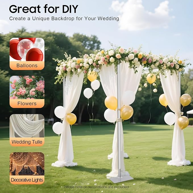 9.84ft Square Backdrop Stand Heavy Duty 4 Post Backdrop Stand Kit Pipe and Drape Photo Background Support Kit Party Back Drop Adjustable Stand Adjustable Metal Frame with Flat Base