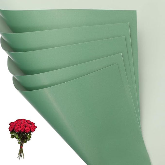 PATIKIL Flower Gift Wrapping Paper, 20 Sheets Double Sided Waterproof Bouquet Paper Wrap Florist Packaging Floral Papers for Wedding DIY Craft Valentine Mother's Day, Dark Green