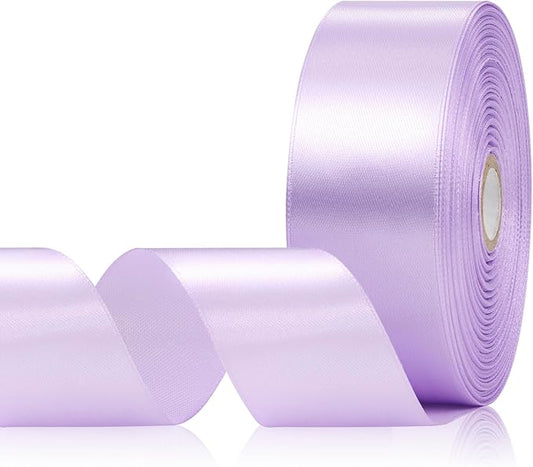 Light Purple Satin Ribbon 1-1/2 Inch 60 Yards, Solid Polyester Fabric Ribbon for Eternal Flower, Gift Wrapping, Crafts, Floral Arrangement, Wedding, Easter