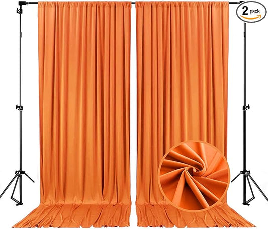 10 x 10 Feet Orange Backdrop Curtain for Partie, Background Curtains for Photoshoot, Birthday, Wedding, Halloween, Thanksgiving, Christmas, New Year Party Decorations 5Ft x 10Ft, 2 Panels