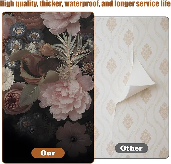Wall Mural Peel and Stick Vintage Floral Mural- Thick Canvas Waterproof Wallpaper Art for Living Room Bedroom, Large Self-Adhesive Decor (Color-5, 197×120 inch)