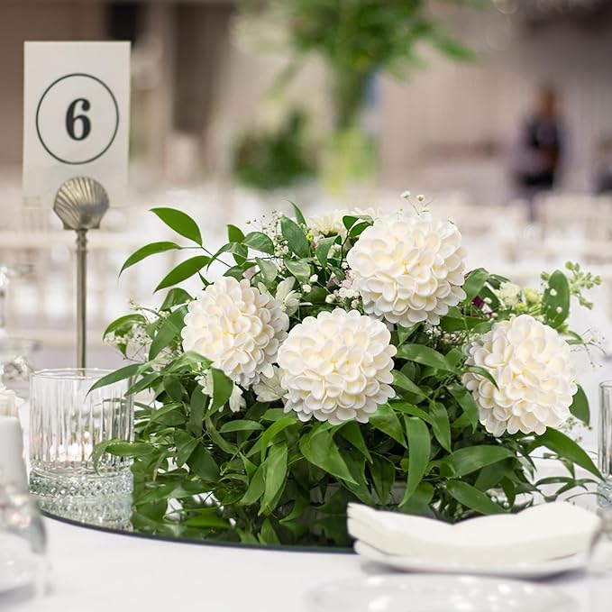 Artificial Flowers, 25pcs Realistic Artificial Rose for DIY Wedding Bouquets Centerpieces Arrangements, Cream Dahlia Flowers with Stem for Bridal Shower Party Home Decorations
