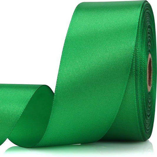 1-1/2 Inch 30 Yards Green Solid Satin Ribbon for Gift Wrapping,Craft Floral Bouquets,Wedding Party,Timeless Flower,Decoration Floral Hair,Balloons