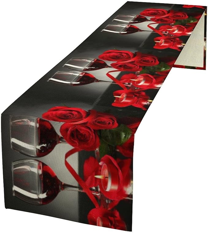 Retro Rose Red Wine Grape Print Table Runner,Table Dresser Runner, Kitchen Dining Table Runners for Indoor Outdoor Holiday Decor 13x120 Inch