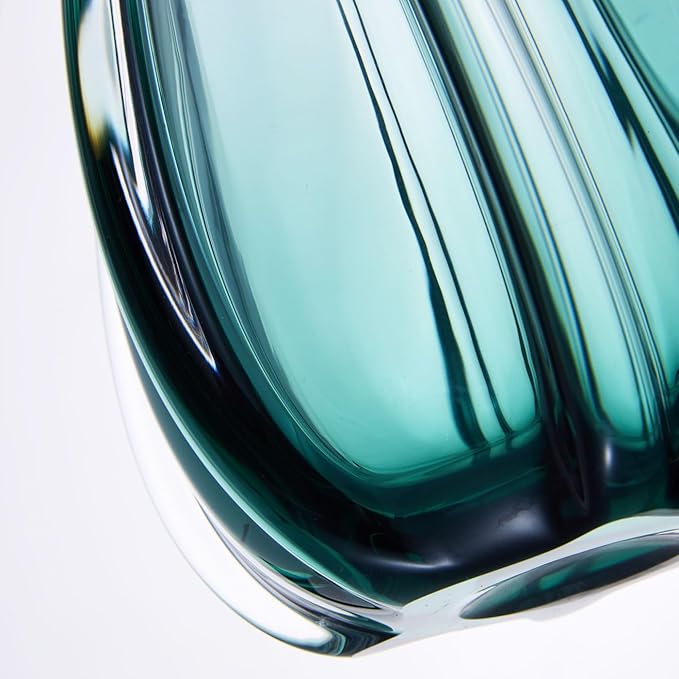Luxury Lane Hand Blown Laine Sommerso Art Glass Vase for Home Decor 12.5 inch Tall Centerpiece Table Decoration