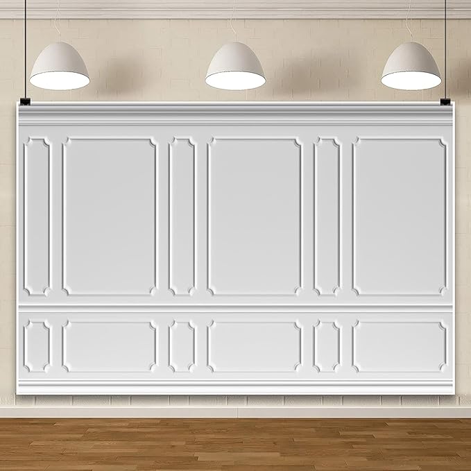 AOFOTO 10x7ft Room Photo Backdrop White Living Room French Classic Frame Wall Photography Background Office Video Conference Meeting Background Adult Children Portrait Photoshoot Backdrop