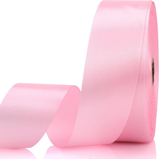 1-1/2 Inch 60 Yards Light Pink Solid Satin Ribbon for Gift Wrapping,Craft Floral Bouquets,Wedding Party,Timeless Flower,Decoration Floral Hair,Balloons
