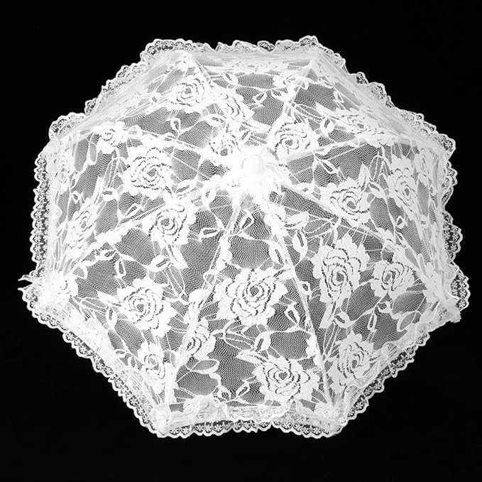 Yosoo Lace Wedding Umbrella Lace Embroidery Umbrella Bridal Party Craft Flowers Decoration Props Accessory for Wedding Party Celebration(51241 Light White)