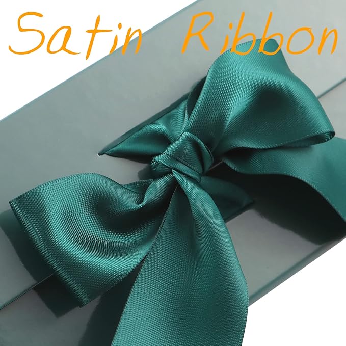 GREEN BEAN 6 Large Gift Boxes with Lids for Presents 13x9.7x3.4 Inches, Christmas Green Magnetic Gift Box with Ribbon, Bridesmaid Proposal Box, Luxury Gift Boxes (Glossy Green)