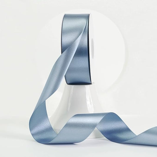 MEEDEE Dusty Blue Satin Ribbon 1-1/2 Inch Dusty Blue Ribbon Lux Double Faced Satin Ribbons by 50 Yards Polyester Satin Ribbons for Crafts, Weddings, Flower Bouquet, Holiday Decorating