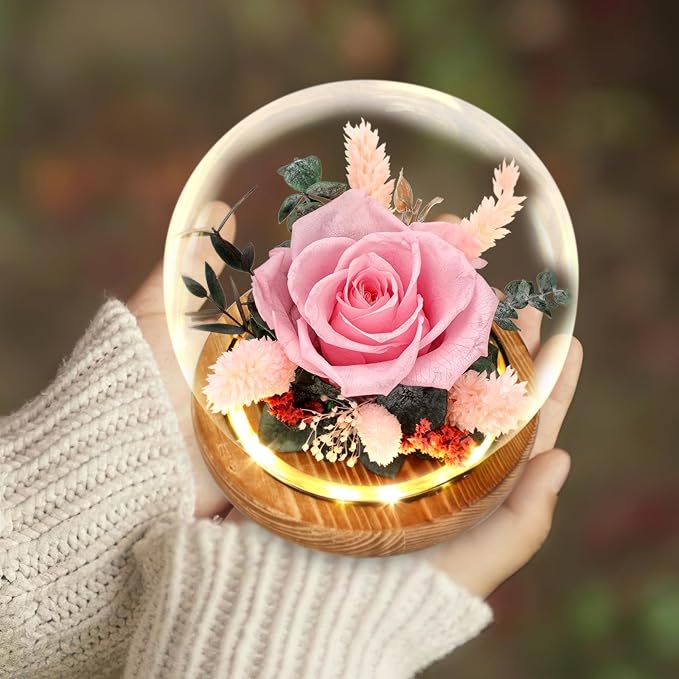 Preserved Roses & Fresh Flowers Bouquet – Gift for Women, Roses That Last Forever, Flowers for Delivery Prime – Birthday, Mother’s Day & Christmas
