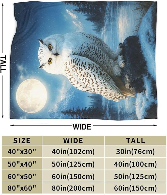 Owl Blanket Cute Owl Throw Blanket Soft Cozy Fleece Fuzzy Stuffed Plush Flannel Gifts for Girls Women Boys Kids Adults50 X60