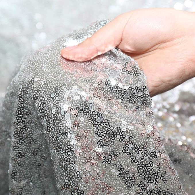 Silver Sequin Backdrop 2FTx8FT 4 Panels Silver Backdrop Curtains for Parties Glitter Backdrop Photo Background for Wedding Baby Shower