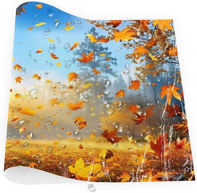 Forest Tree Fall Leaf Placemats Set of 1 PVC Vinyl Non Slip Table Mats Heat Resistant Place Mats Washable Wipeable Dining Table Mat for Kitchen Decor Party Indoor Outdoor Decorative Gift