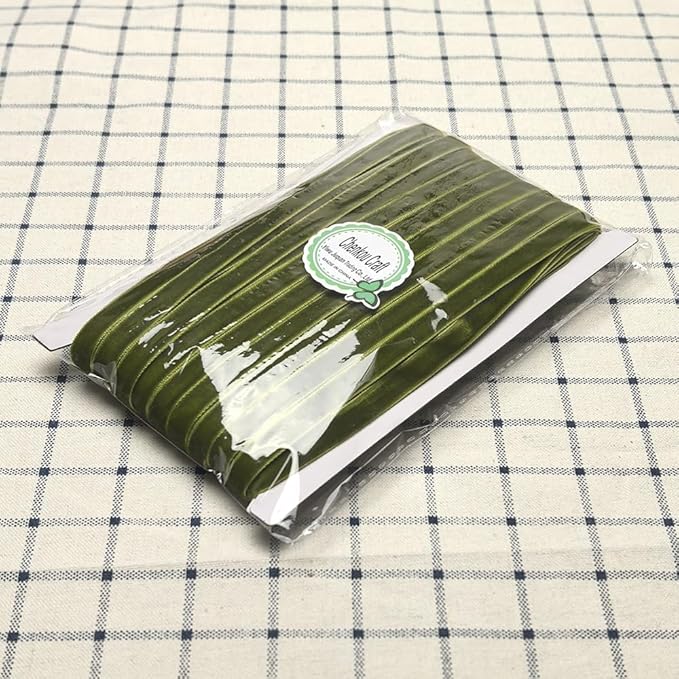 Chenkou Craft 25Yards 3/8" Velvet Ribbon Lots Bulk (Olive, 3/8"(10mm))
