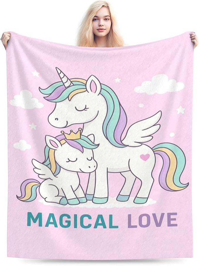 Unicorn Blanket Cute Unicorn Throw Blanket Magical Love Soft Cozy Fleece Fuzzy Stuffed Plush Flannel Animal Gifts for Girls Women Boys Kids Adults 50"X60"