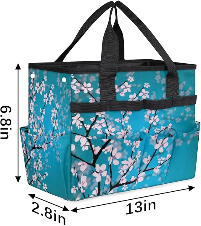 Garden Tool Tote Bag for Women Men Flower Branches Gardening Tool Storage Bags with 10 Pockets Standable Garden Home Tool Kits Organizer for Indoor Outdoor Gardening Gifts