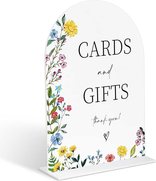 Acrylic Wedding Signs Cards and Gifts Sign for Reception, 6x8" Floral Themed Arch Acrylic Table Decor, Love Is In Bloom & Baby In Bloom Decorations for Baby Shower Bridal Shower Engagement Party