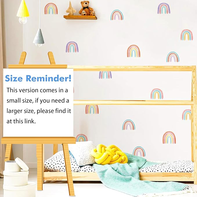 Watercolor Rainbow Wall Decals for Girls Bedroom 36 Pcs, Rainbow Stickers for Wall Mural Vinyl Peel and Stick DIY Decorations (6 Sheets)