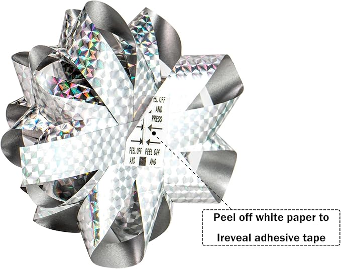 WRAPAHOLIC 16 Pcs Gift Bows Assortment - 14 Multi Colored Assorted Size Gift Bows(Purple, Silver, Blue), 2 Crimped Curling Ribbons, Perfect for Holiday, Party