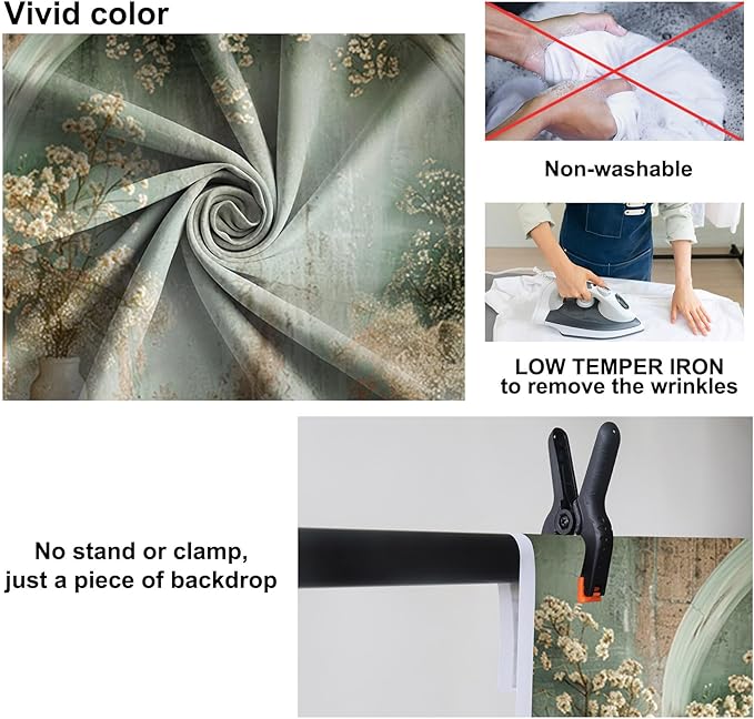 Baocicco 10x7ft Vintage Flower Wall Backdrops for Photography Mint Green Ancient Background Cloth Victoria Floral Bridal Shower Honeymoon Travel Vocation Props Wedding Engagement Party Banner Props