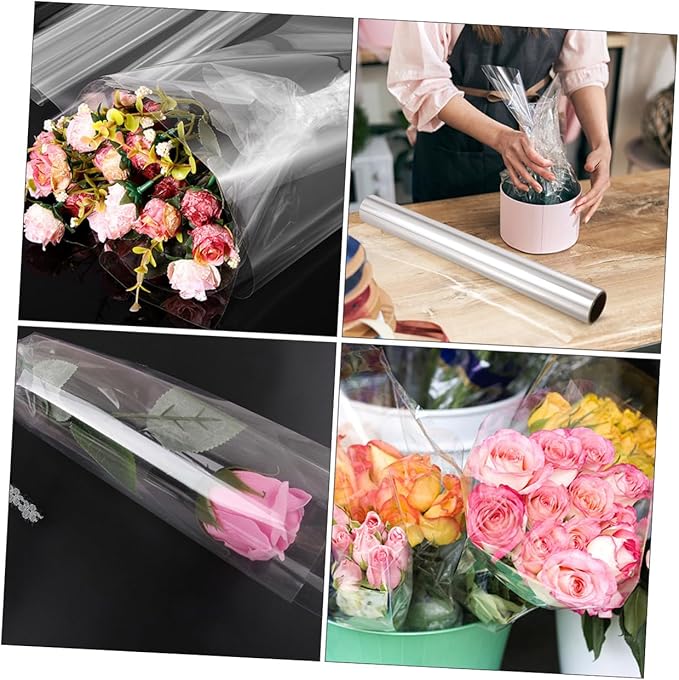 TOYANDONA Transparent Opp Flower Wrapping Paper Floral Packing Material for Bouquets Wrapping DIY Crafts Wide Cellophane Wrap for Wedding Birthday Anniversary