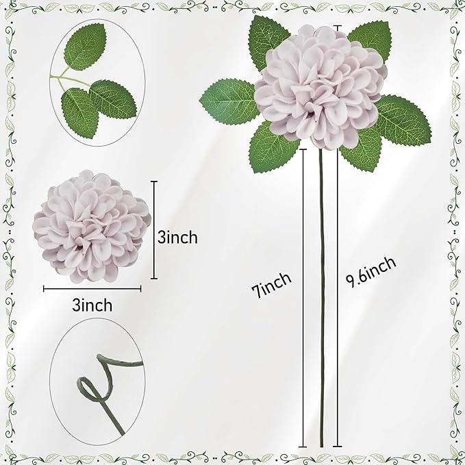 Artificial Flowers, 50pcs Realistic Artificial Rose for DIY Wedding Bouquets Centerpieces Arrangements, Dark Purple and Light Purple Dahlia Flowers with Stem for Bridal Shower Party Home Decorations