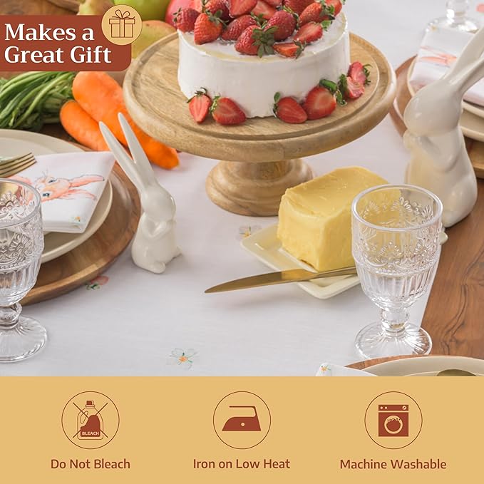 Maison d'Hermine Table Runner 100% Cotton Single Layer Table Runners 72 inches Long Decorative for Home Kitchen Dining Party Baby Shower Wedding Bridal Shower Spring Summer (Bunny Party,14.50"x72")