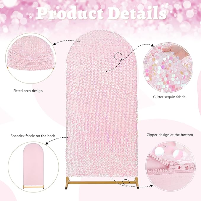 6.6FT Seuqin Arch Cover Glitter - White Iridescent Wedding Arch Backdrop Cover Fabric Balloon Birthday Wedding Arch Decorations