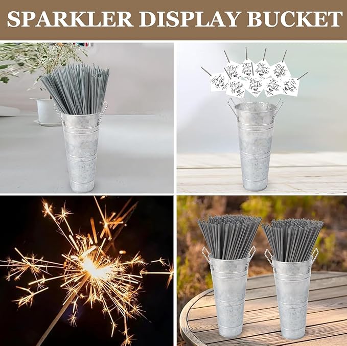 8 Pcs 10 Inch Large Galvanized Metal Vases Farmhouse French Flower Bucket Vases for Cut Flowers for Home D