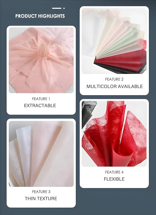 96 Sheets Tissue Flower Wrapping Paper Cotton Wrapping Flower Paper Withdrawable Lining Paper Non-woven Waterproof Floral Bouquet Wraps For Florist Packaging Arrangement (Gray)
