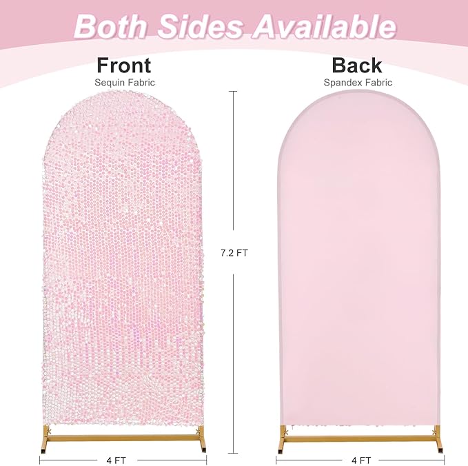 White Iridescent Wedding Arch Cover: 7.2FT Sequin Backdrop Sparkly Backdrops for Birthday Party Ceremony Baby Shower Banquet Decoration