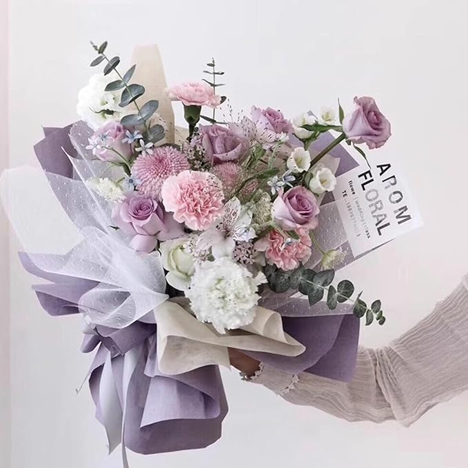 Banxidi Simple Solid Color Waterproof Floral Wrapping Paper 1 Roll Florist Supplies Waterproof Flower Bouquet Wrapping Paper Floral Supplies for Fresh Flowers,DIY Crafts, 22.8in x 49.2ft (Azure)