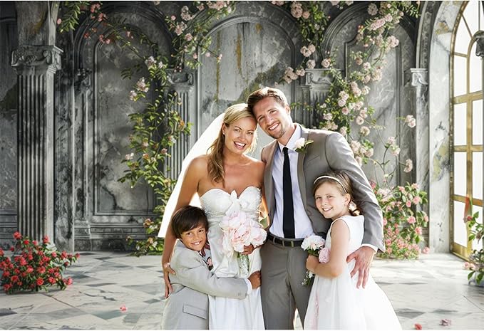 Baocicco 10x6.5ft Place Flower Wall Photography Background Victoria Arch European Castle Wall Pink Red Rose Backdrop for Women Girls Themed Party Decorations Wedding Baby Shower Cake Table Photoshoot