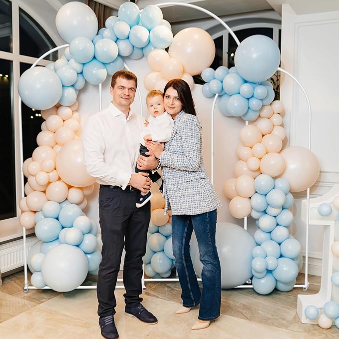 Wedding Arch Backdrop Stand Set of 3(7.3FT/6.6FT/6FT),Metal Balloon Arch for Wedding Ceremony Baby Shower, Outdoor Indoor Birthday Party,Garden Floral Arch Backdrop Stand Decoration, White