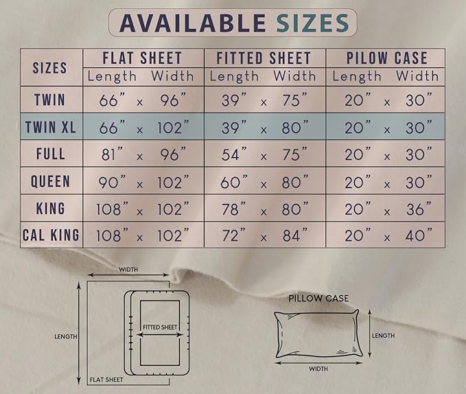 RUVANTI Flannel Sheets Twin XL Size - 100% Cotton Double Brushed Twin XL Sheet Sets, Deep Pockets 16 Inches, All Seasons Breathable & Extra Soft Bed Sheets, Warm & Cozy, 3 Piece, Beige & Grey Plaid