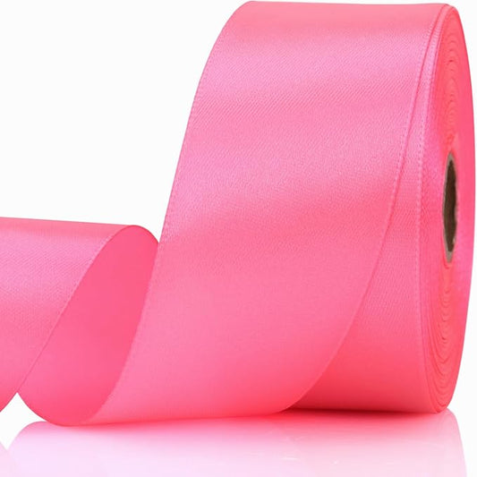 1-1/2 Inch 30 Yards Pink Solid Satin Ribbon for Gift Wrapping,Craft Floral Bouquets,Wedding Party,Timeless Flower,Decoration Floral Hair,Balloons