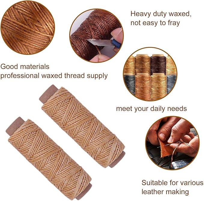 19 Pieces Bookbinding Kit Starter Tools Set Bone Folder Paper Creaser, Waxed Thread, Awl, Large-Eye Needles for DIY Bookbinding Crafts and Sewing Supplies