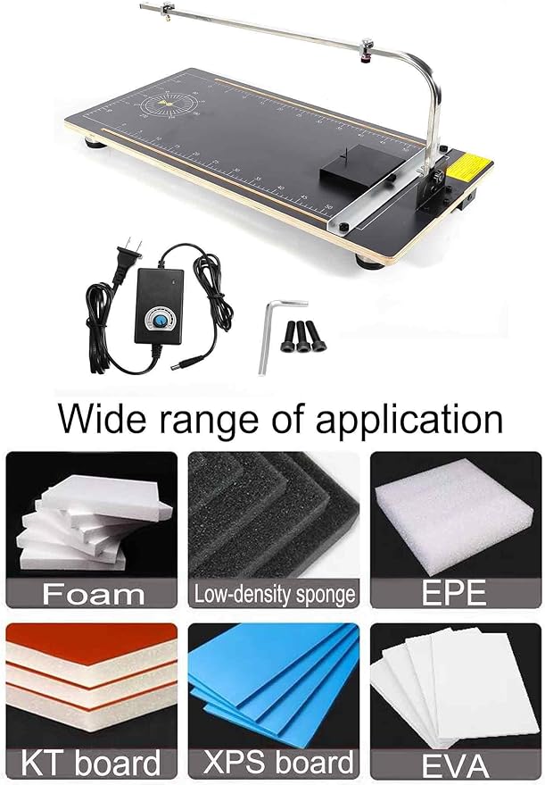 110V Hot Wire Foam Cutter with Scale, 30.7" ×15 ", 24W Professional Heat Cutting Machine for Foam, Sponge, EPE, Ribbon, KT Board, Adjustable Angle and Temperature