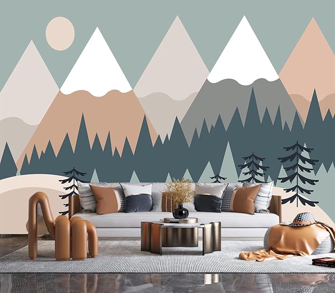 Eierme-Baby Mural Photo Wallpapers with Mountains Sun Trees Peel and Stick 160" x 114"