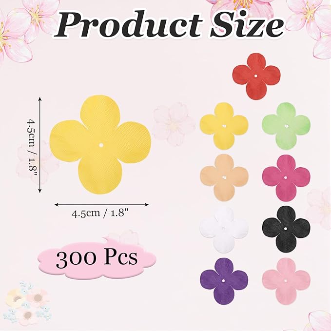 PATIKIL 1.8 Inch (4.5cm) Flowers Patch, 300Pcs Artificial Flowers Handmade Patches Silk Cloth Applique for Scrapbooking Wedding DIY Craft Supplies Card, Yellow